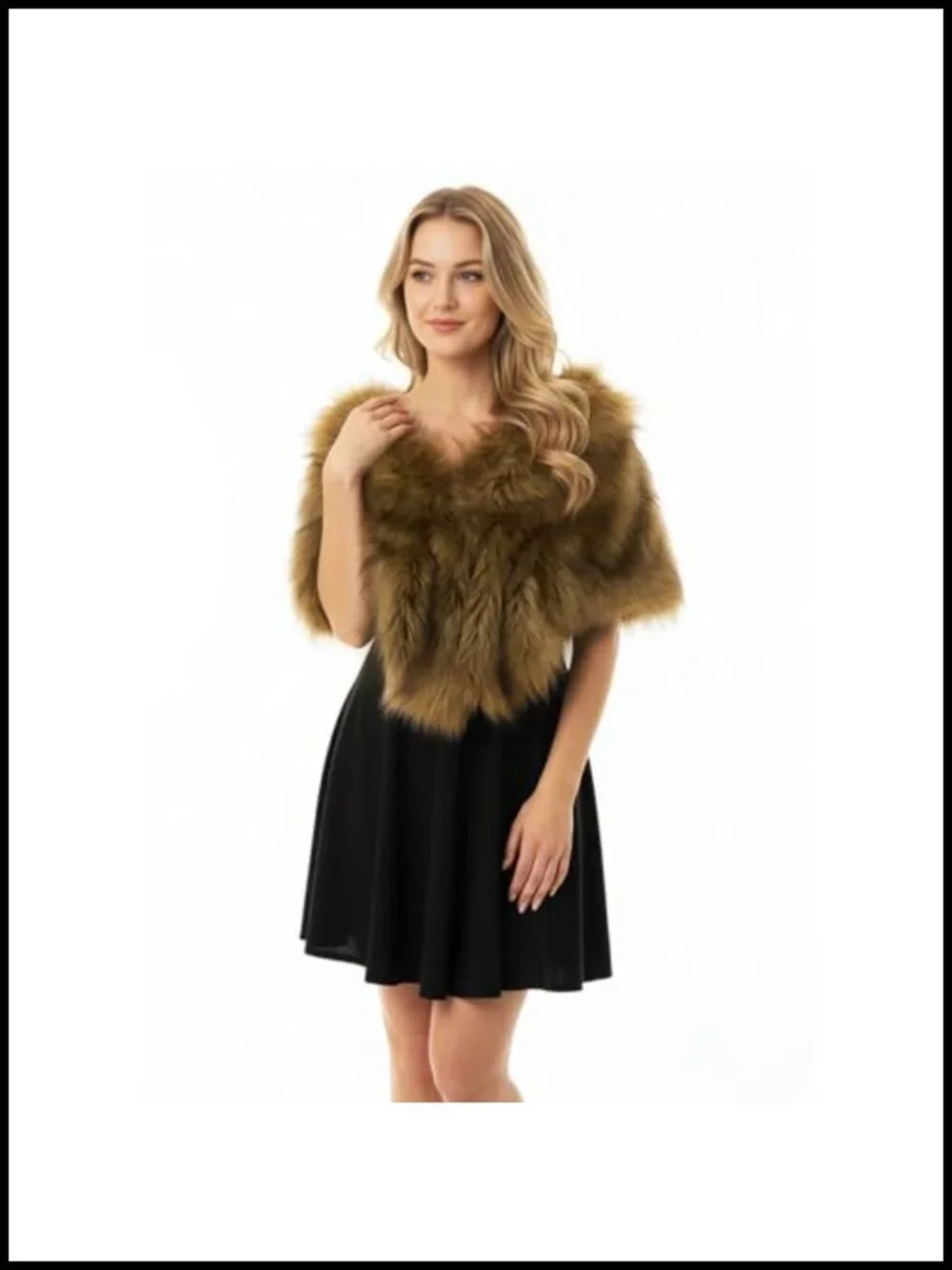 2 Pcs Faux Fur Shawl Wrap Winter Stole Shrug Cape Bride Bridesmaid Party